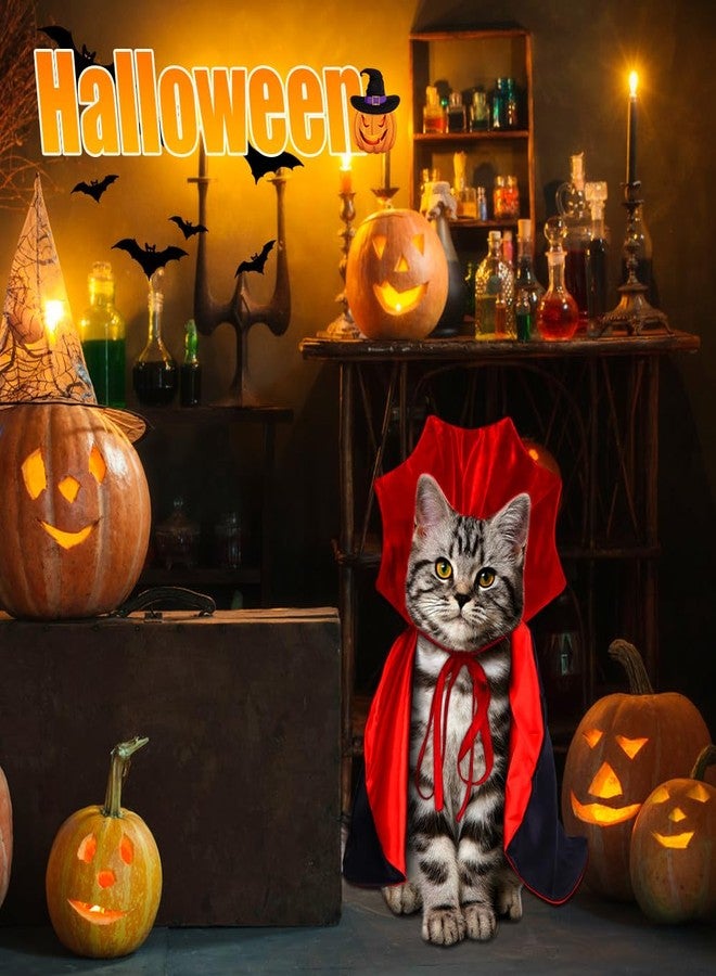 Vellibring Halloween Pet Cape Costume - Vampire Cloak, Wizard Outfit, Witch Cosplay Apparel, Party Costumes for Small Medium Dogs and Cats - Pet Supplies Accessories - Image 3